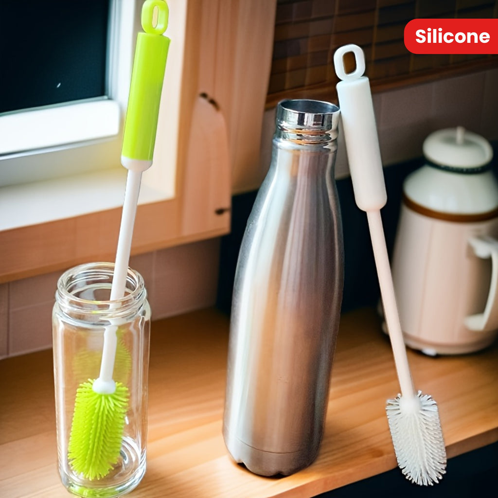 Multifunctional Household Silicone Cup Brush, Long Handle 360° Rotating Cleaning Brush, Ideal for Milk Bottle Coffee Cup Jar Kitchen Cleaning