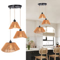 Ganeed rattan pendant light, 3-light boho style hanging lamp, ceiling mount, bohemian woven rattan chandelier, adjustable rattan pendant light, suitable for kitchen island, hallway