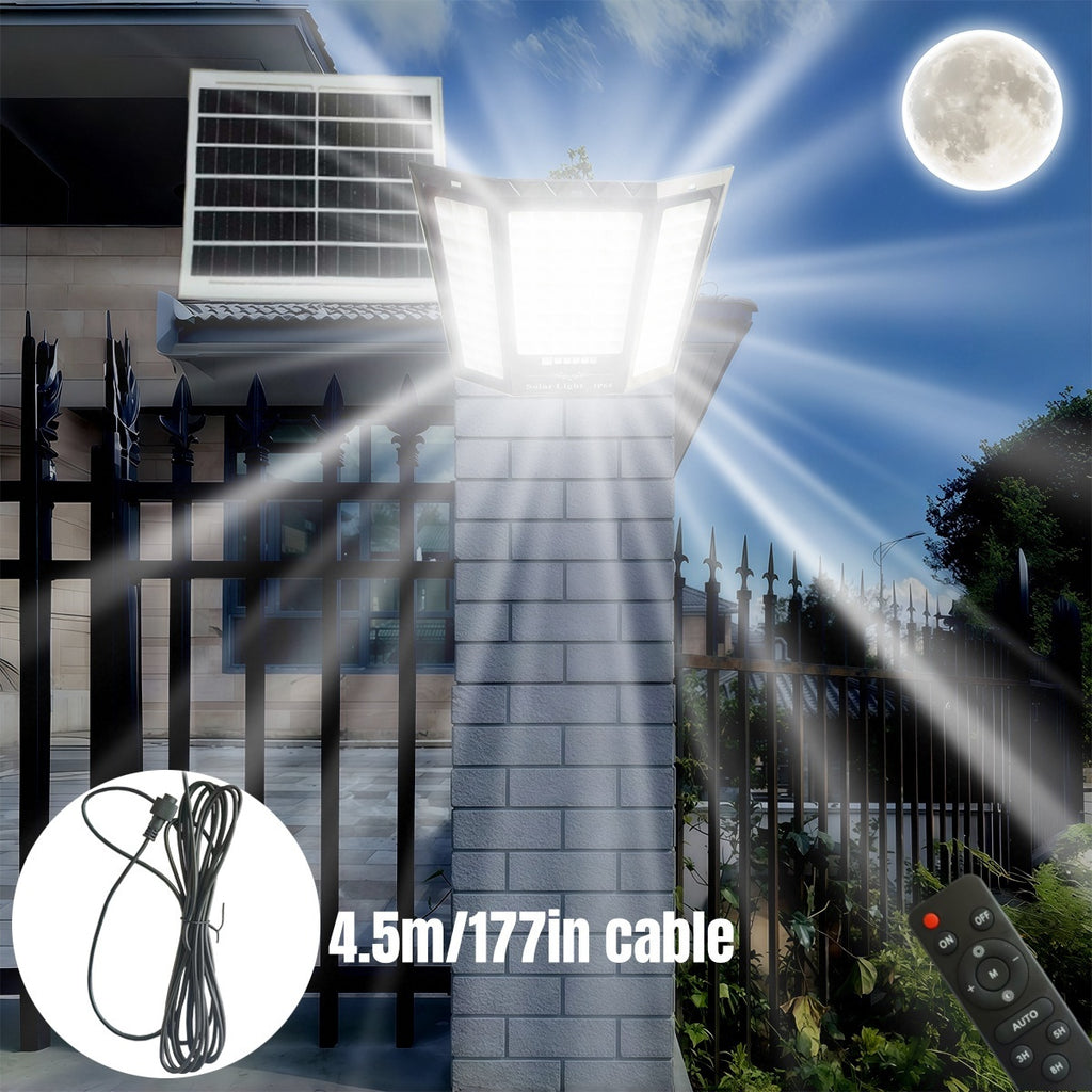 2026 New 1Pc Easy-to-Install Solar LED Searchlight, 210° Ultra-Wide Angle Exterior Wall Light, Dusk-to-Dawn Porch Light with Remote Control and Timer Function, Perfect for Porch/Courtyard/Street/Construction Site/Commercial Area Lighting