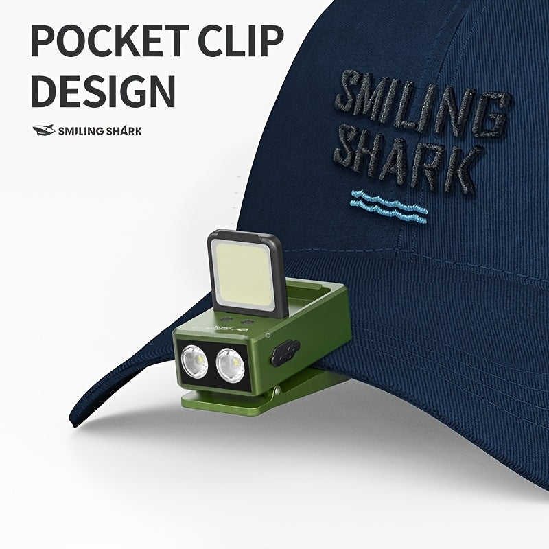1Pc Smiling Shark Induction Work Light, USB-C Rechargeable COB LED Flashlight, Super Bright Clip-On Work Light, Multifunctional Magnetic Spotlight, Mini Portable Pocket Light