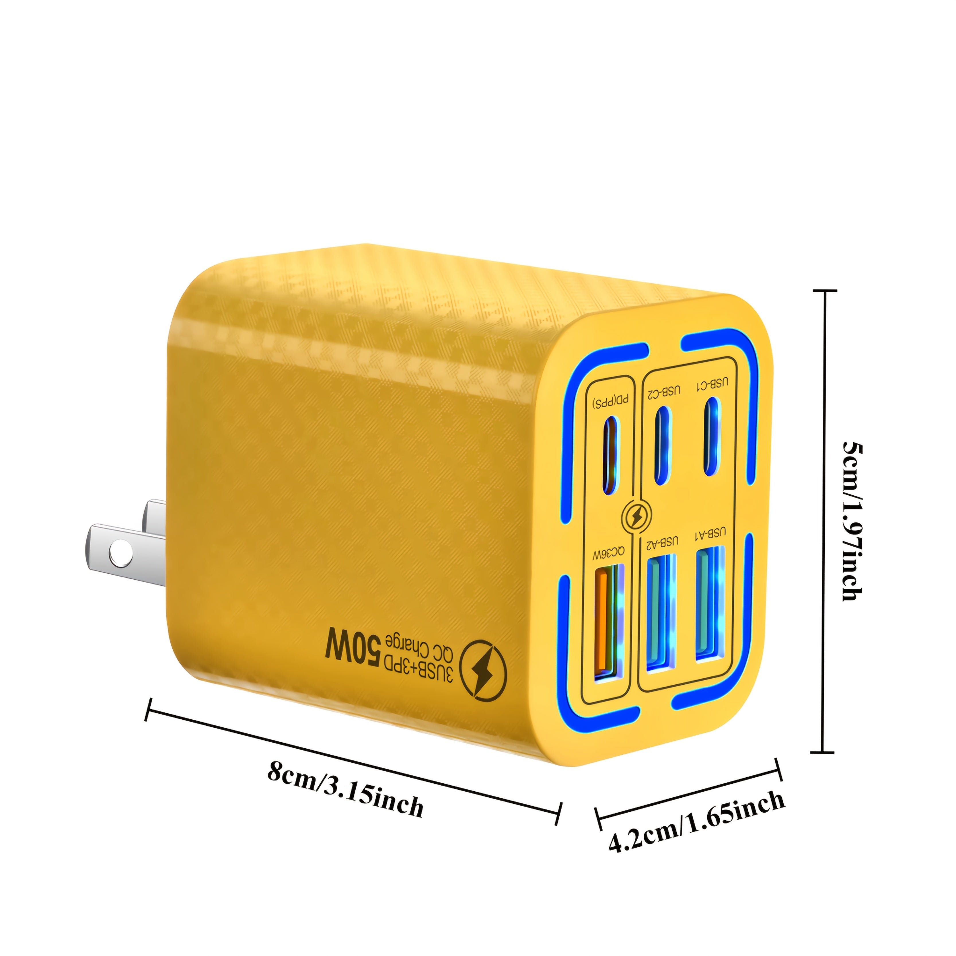 50W USB Type C Wall Charger, Type C Fast Charging, 6-Port (USB C + Type C) Fast Charger - Compatible for iPhone 17/ 16/ 15/ 13/ 13 Pro/ 12/ 12 Pro/ XR/ SE, Pro/ Mini/ Air - Perfect Christmas/ Holiday Gift, Multidevice Charging, Office Power Adapter