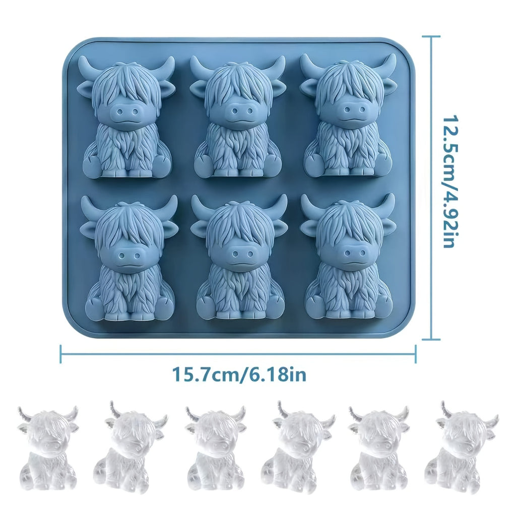 1/2Pcs Mini Highland Cow Ice Cube Mold – Cute 3D Ice Cubes, Perfect for Drinks, Parties and Gifts