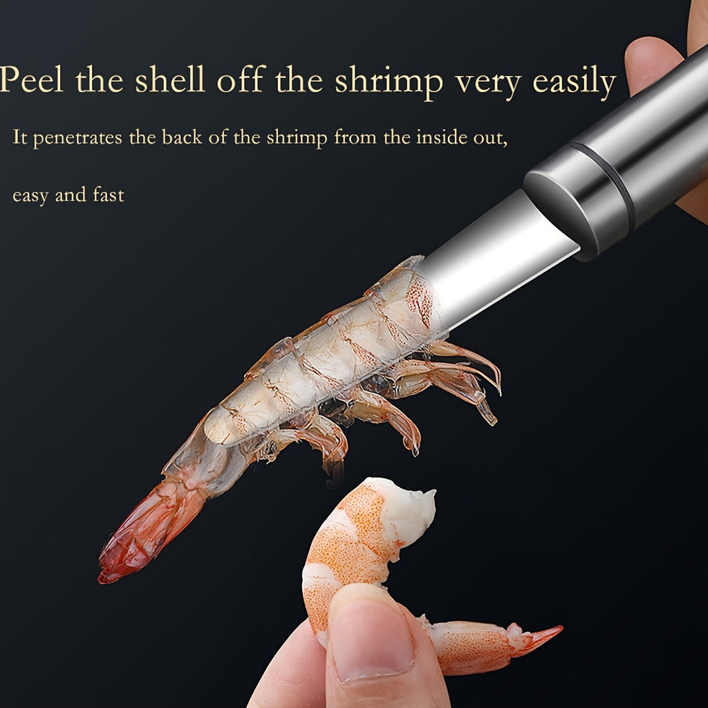 1 Piece Stainless Steel Shrimp Deveiner & Shell Remover Tool – Shrimp Cleaner & Peeler, Seafood Shell Cutter, Portable Shrimp Vein & Intestine Cleaner, Easy-Clean Kitchen Gadget for Lobster & Shrimp Preparation