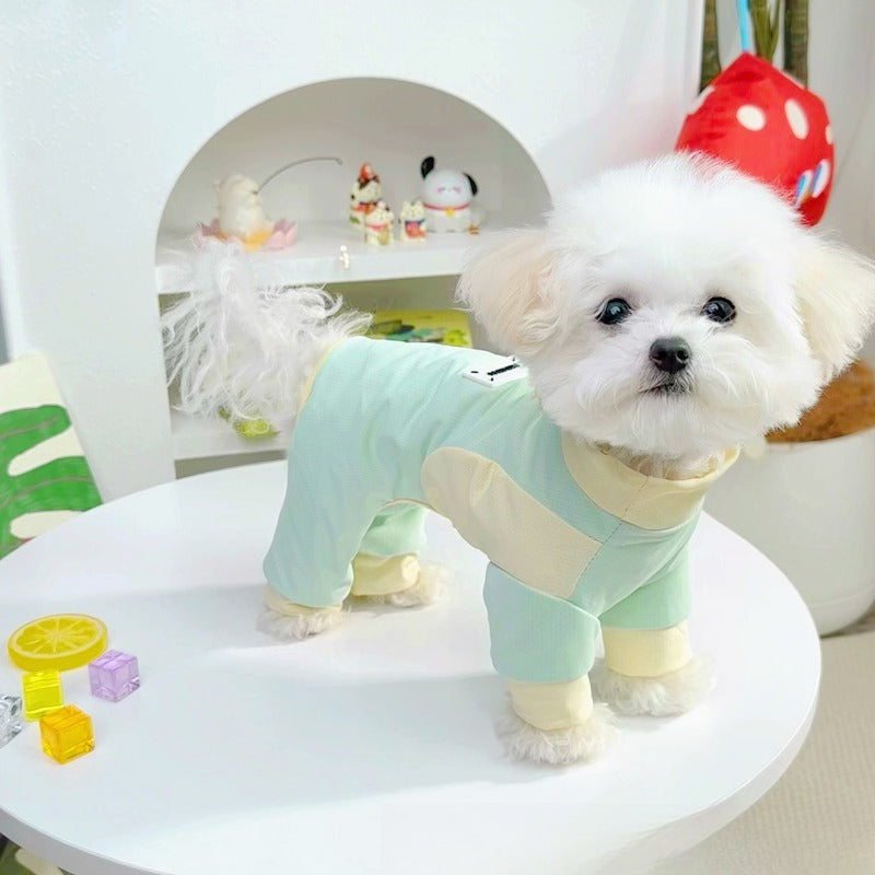 草坪保护防蜱虫宠物狗狗衣服春夏冰丝凉感四脚衣网眼比熊泰迪猫咪凉凉衣防晒服
