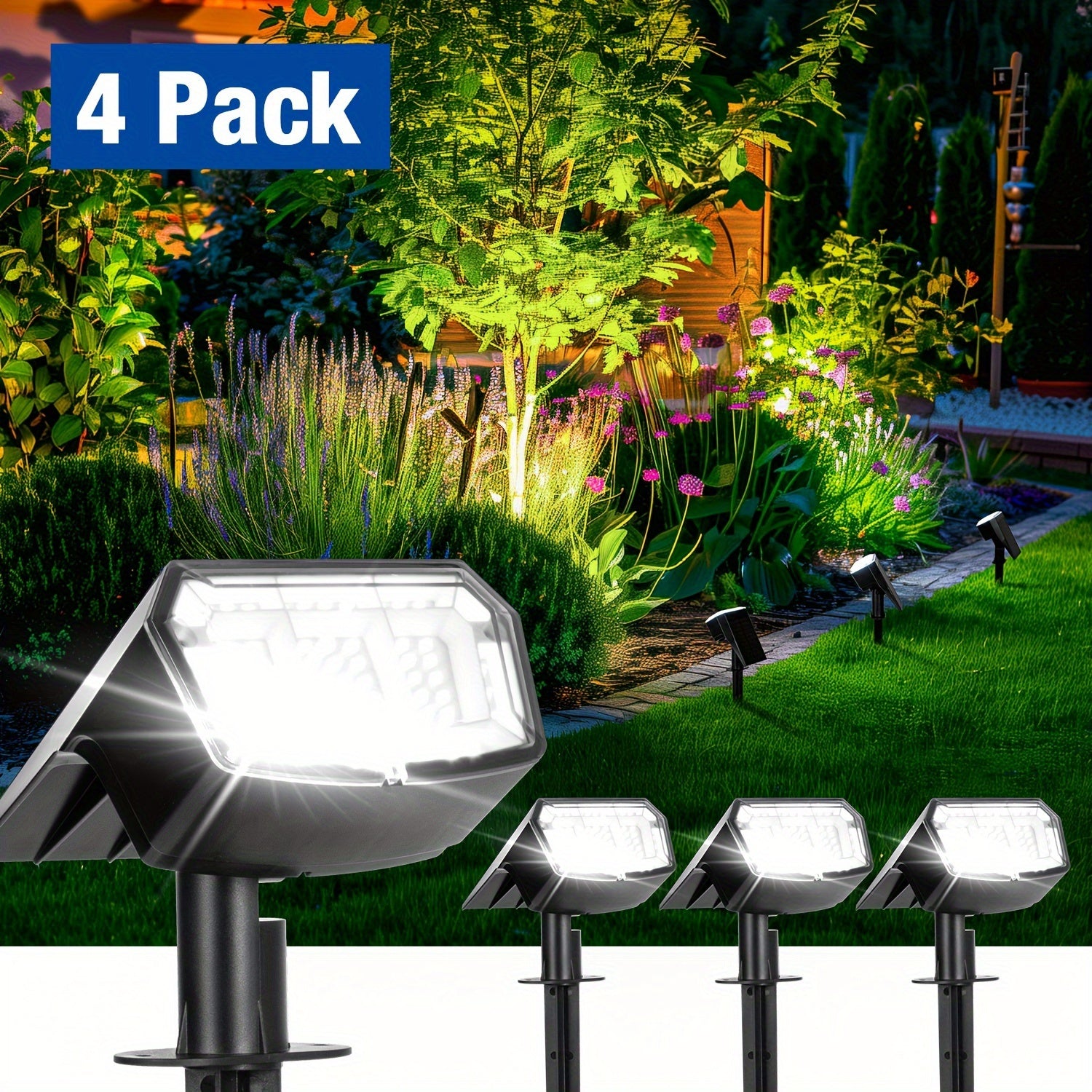 12/2-Piece Solar Outdoor Light Garden IP65 Waterproof 3 Lighting Modes Solar Spotlight Christmas Decoration Outdoor Accent Light Landscape Solar Light Outdoor Courtyard Landscape Lighting Suitable for Garden, Courtyard, Camping