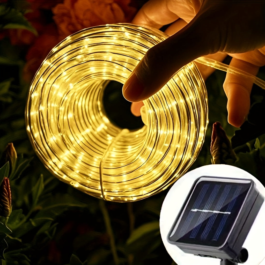 Solar LED tube light, 8 modes optional - 50/100/200/300 LED beads, new spring design, compatible with flexible wiring, specially designed for garden, wedding, Christmas decoration, supports solar charging