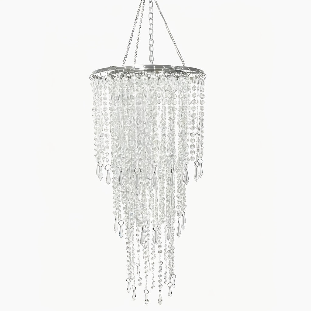 Vectolum wedding bridal room bedside colorful decorative modern bead hanging decoration (W25cm/9.84in x H50cm/19.69in), 3-layer bead decorative cover, ceiling pendant light bead decorative cover