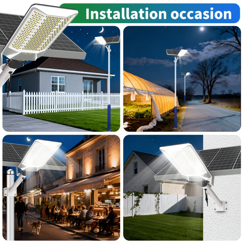 High Brightness Curved Surface Solar Light, Large Lens-Shaped Beads, Wide Angle Illumination, Wider Lighting Area, Remote Control, Equipped with Remote Control, Smart Light Control Outdoor LED Street Light