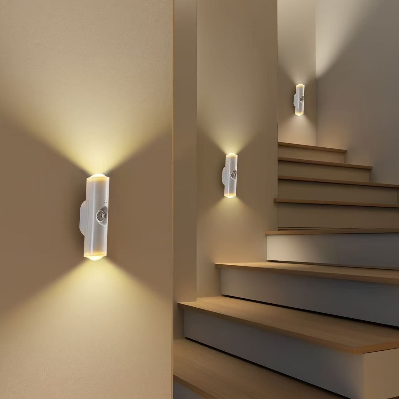 Ambient Light Smart Motion Sensor Hill Light Spot Light Magnetic Rechargeable Self-Adhesive Cabinet Light Cat Eye Night Light No Wiring Wall Light