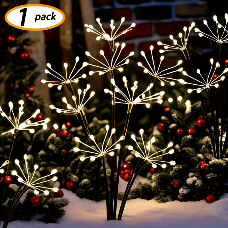 New Solar Fireworks Ground Insert Light, Path Light, Solar Fireworks Swing Light, Landscape Spotlight, Solar Dandelion Fireworks Fairy Light, Semi-Flush Plastic Courtyard Lawn Light, Durable Plastic Structure, Perfect for Courtyard and Garden Decoration