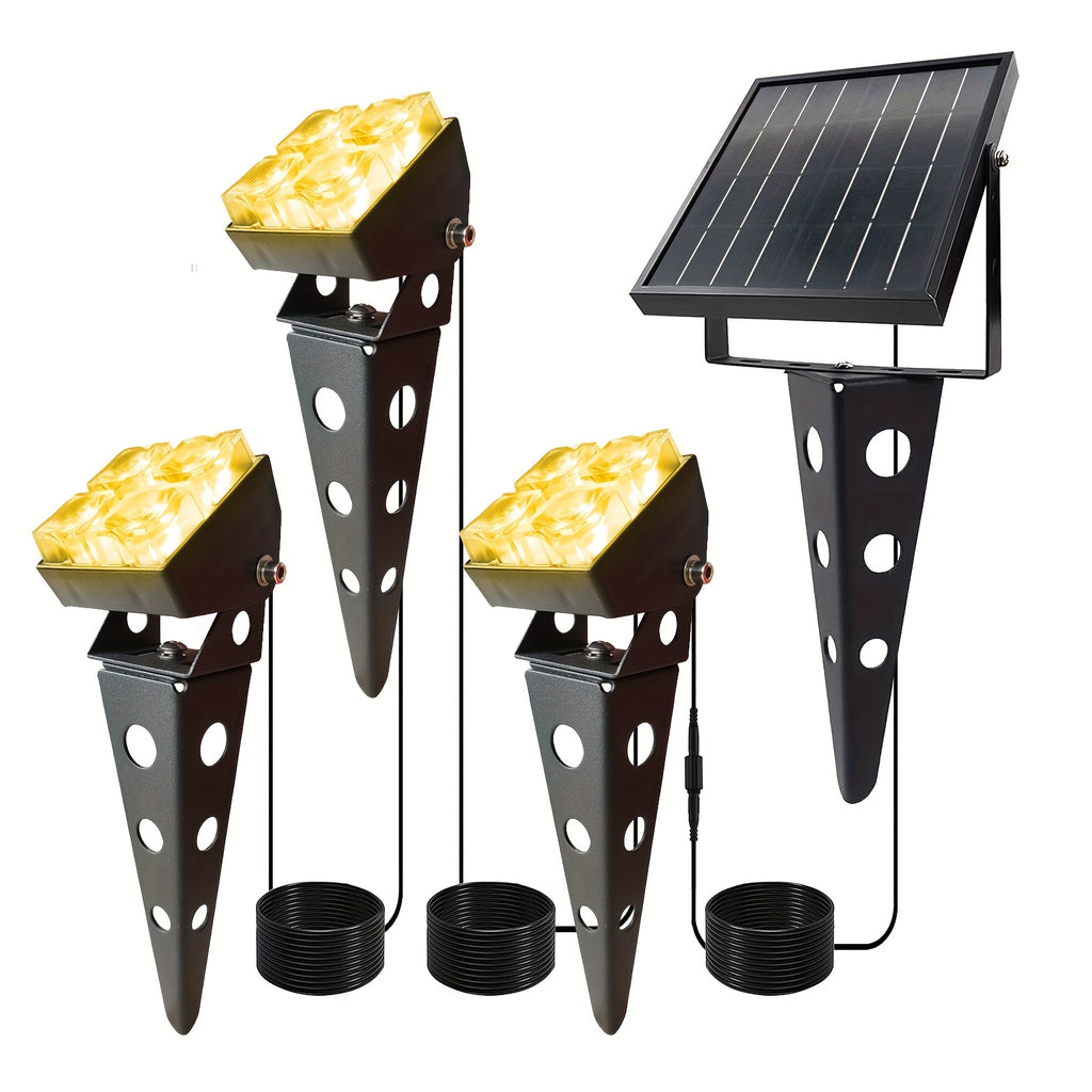 1pc color-changing solar light outdoor IP68 waterproof RGB landscape spotlight, 3-in-1 metal waterproof automatic switch dusk-to-dawn decorative light, outdoor spotlight suitable for houses, trees, gardens, courtyards