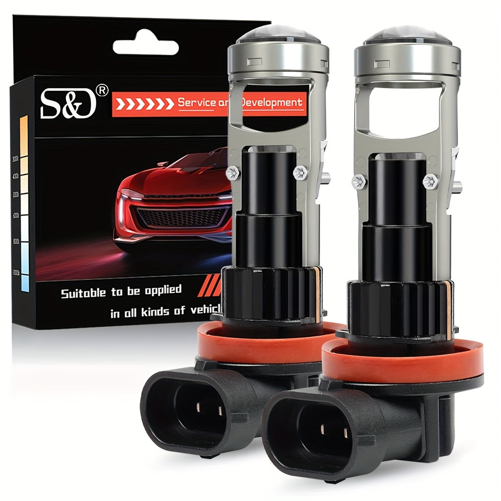 S&D High/Low Beam 150W H4 H7 LED Car Lens Headlight Bulbs, 40000LM H11 9005 HB3 9006 HB4 Car Lens Lights, Turbo LED Lights, Super Bright Car Headlights, Plug-and-Play, 12V, with Canbus, 2-Pack