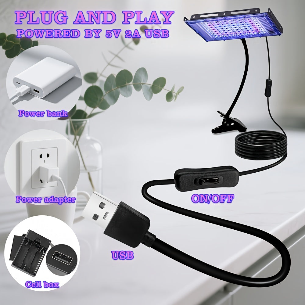 96LED Full Spectrum Indoor Plant Grow Light, Equipped with 1.5M On/Off Power Cord and Hose Bracket, Freely Adjustable Angle, Promotes Healthy Plant Growth, Ideal for Greenhouse, Nursery and Home Gardening
