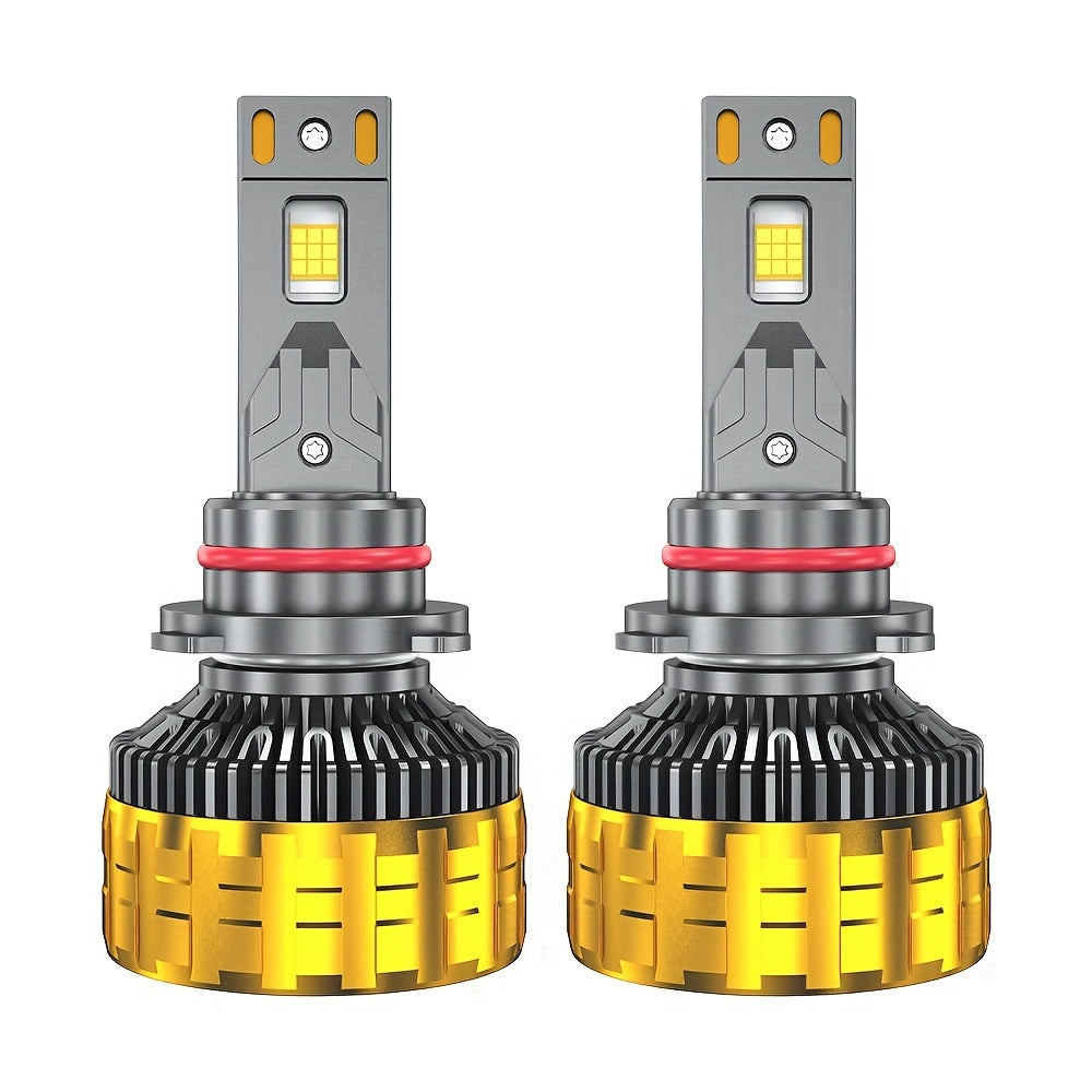 2个装 H4 H7 H11 LED 汽车大灯 H1 H9 9005 HB3 9006 HB4 9012 Hir2 9007 HB5 9008 H13 远近光灯泡 6000K 白色 800% 增亮，带外置驱动 Canbus 插件即用，无需电池