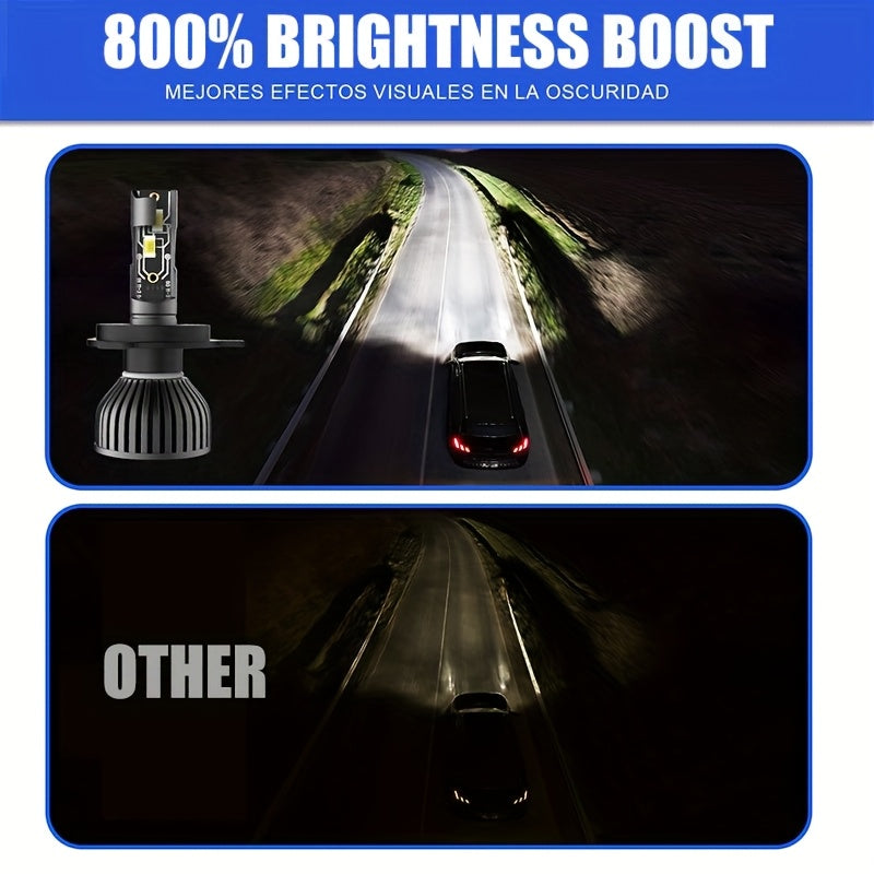 2-Pack H11 H4 H7 H1 LED Light Kit, Fog Light Kit, 6500K White Light, Air-Cooled Heat Dissipation, Easy Installation, 600% Brightness
