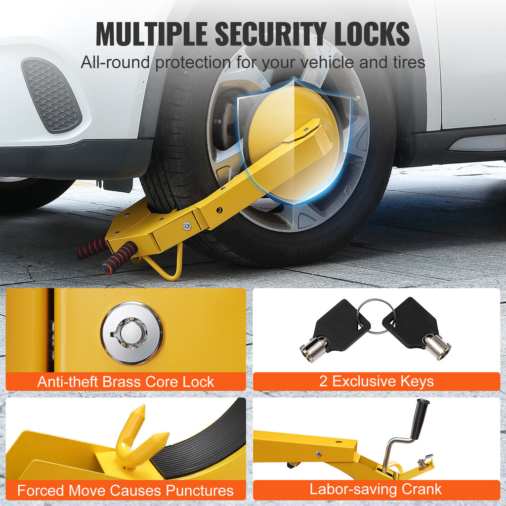 VEVOR Wheel Lock – 1-Pack Trailer Wheel Lock, Heavy-Duty Anti-Theft Tire Lock for RVs, Trailers, Cars, Trucks, SUVs
