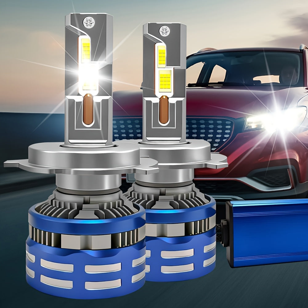2Pcs 59500 Lumens High Brightness H7/H18-QP006 9005/HB3 9006/HB4 H1 H4 LED Bulbs, 300W Power, Super Bright 6500K White Light, High/Low Beam CSP LED Headlights, Long-Lasting Durability, Aluminum Construction