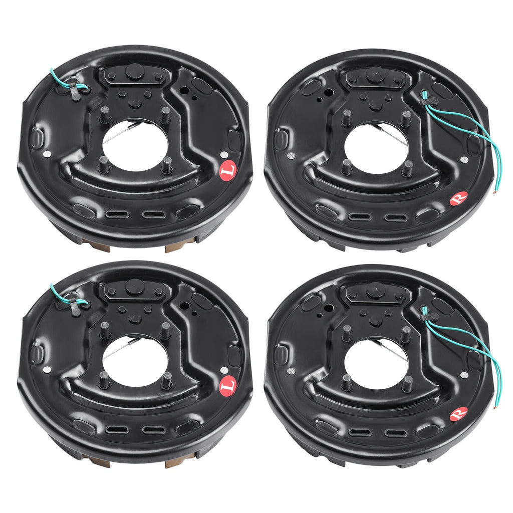 2 Pairs VEVOR Self-Adjusting Electric Trailer Brakes, 10 Inch X 2-1/4 Inch Iron Material, Operating Voltage 36-100V, 3500 Lbs Bearing Capacity, 4-Hole Mount, Replacement Brake System Backing Plate - Room Electrical / Hardwired
