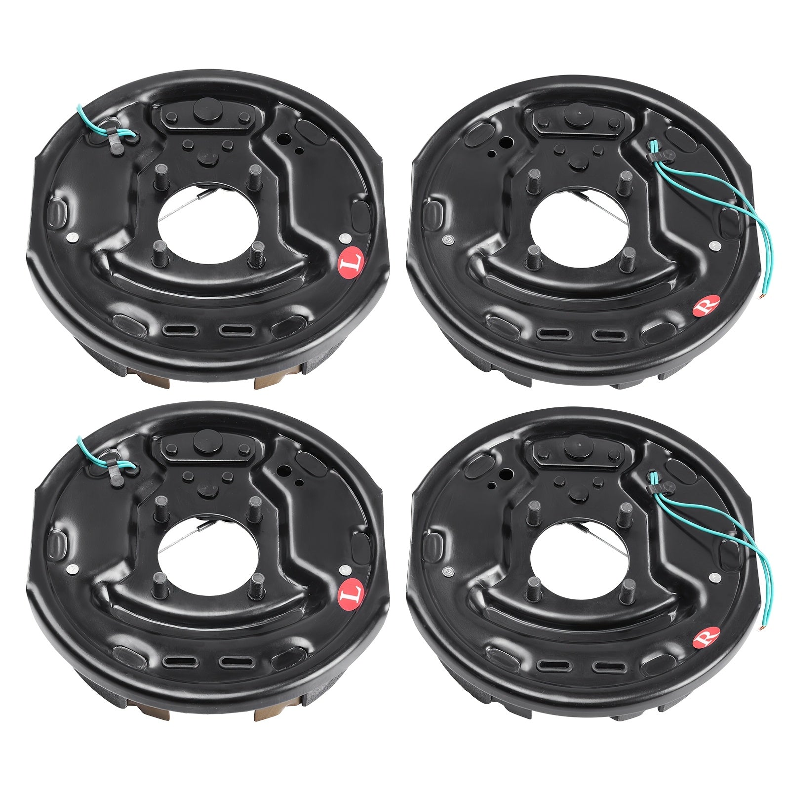 2 Pairs VEVOR Self-Adjusting Electric Trailer Brakes, 10 Inch X 2-1/4 Inch Iron Material, Operating Voltage 36-100V, 3500 Lbs Bearing Capacity, 4-Hole Mount, Replacement Brake System Backing Plate - Room Electrical / Hardwired