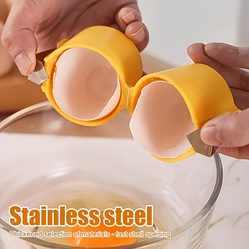 One Egg Separator & Peeler - Fast & Easy-to-Use Yellow Egg Separator Tool, Handheld Egg Peeler for Baking, Cooking & Breakfast - Essential Gadget for Home Cooks - Perfect Christmas & Halloween Gift