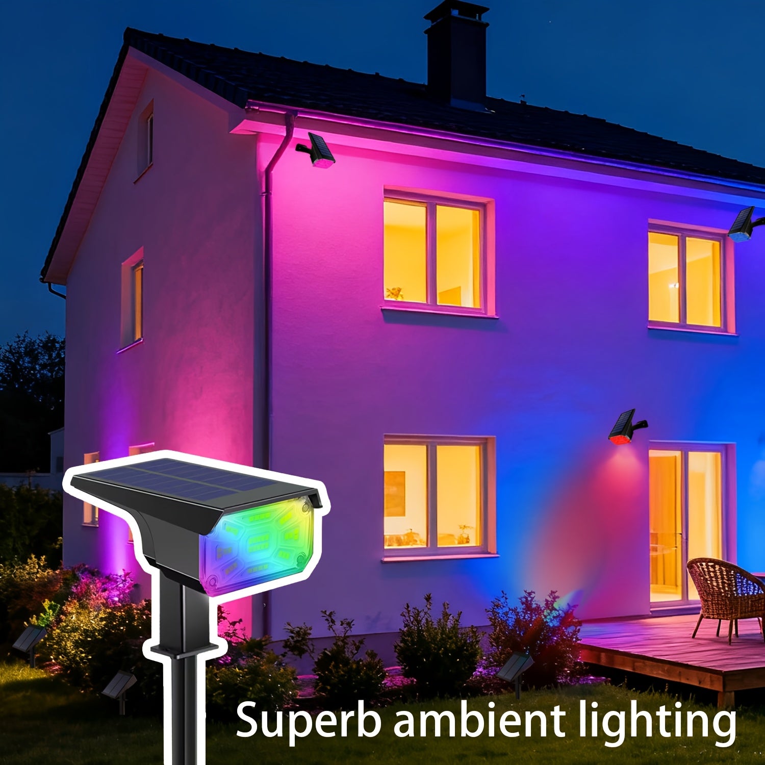 4/6-pack solar outdoor spotlights, light-sensing solar landscape lights, automatic on/off, two modes: wall light/grass light, perfect for Independence Day, Ramadan, weddings, holiday party lights – suitable for wall