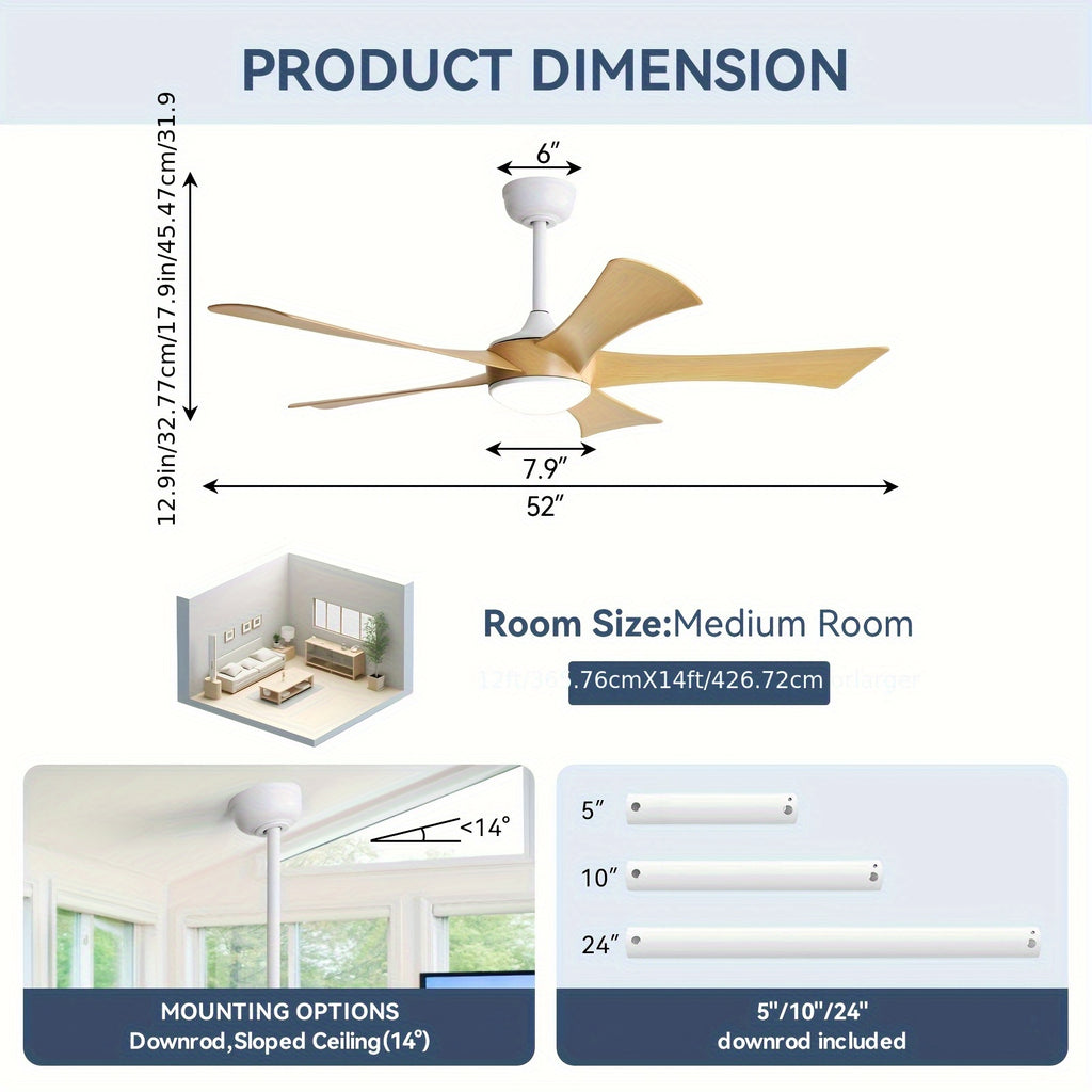 Sofucor 52 Inch Smart Ceiling Fan with Light & Remote - Modern Low Profile Design, Energy-Efficient DC Motor, Smart Ceiling Fan for Rooms, Bedrooms, Living Rooms - Easy Installation, Quiet Operation, High Efficiency