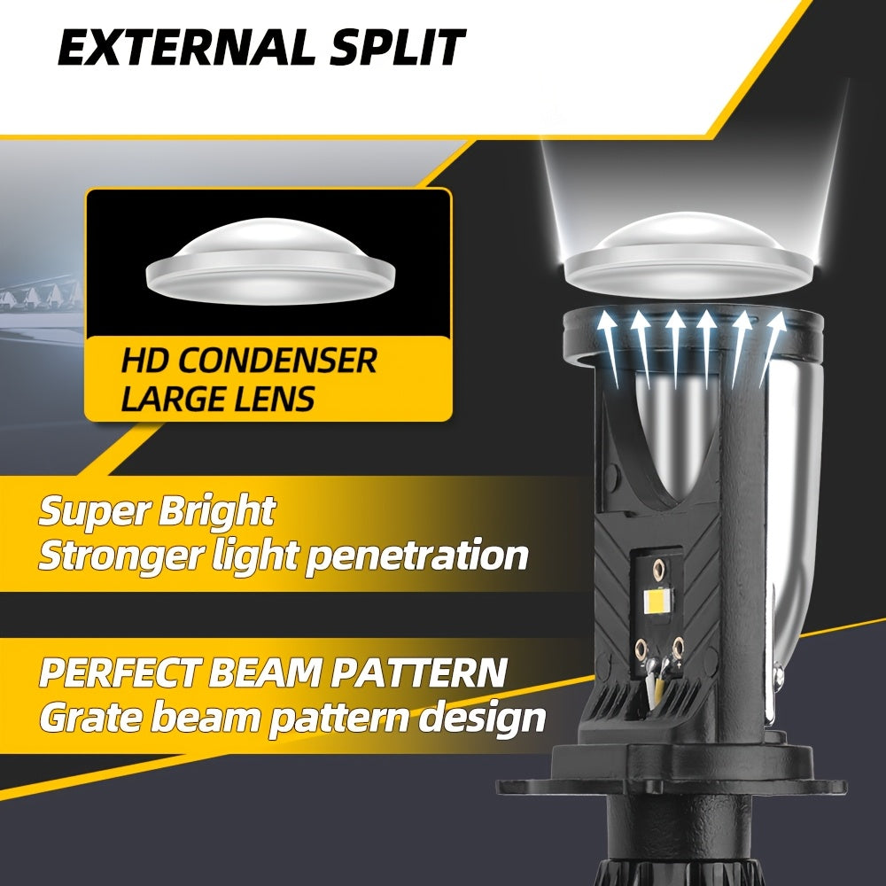 1/2Pc H4 LED Projector Bi-Xenon Lens Car LED Headlight Bulb 160W Turbo Fan Car Light 12V 24V Perfect Beam Distribution 6000K White Light
