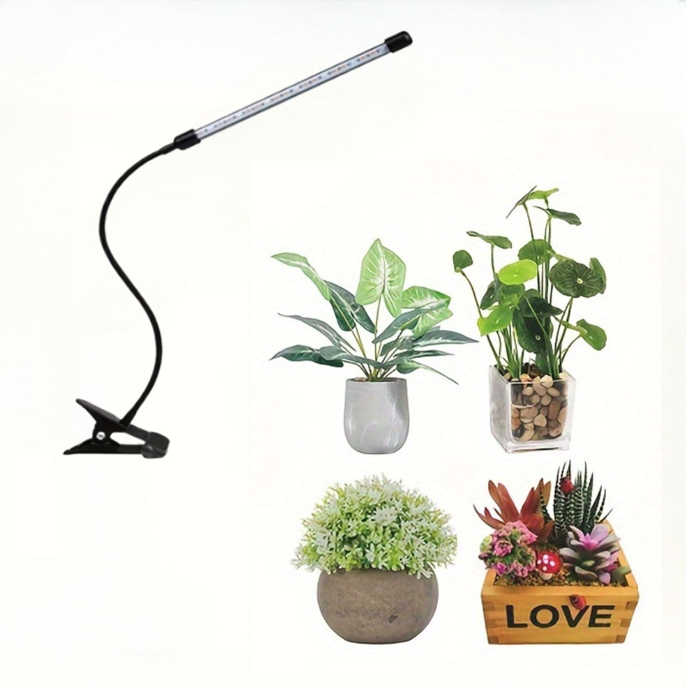 360° Adjustable Gooseneck Plant Grow Light, 3 Light Modes Red/Blue/Red-Blue, 3 Timing Options 3/9/12 Hours, 10 Dimmable Levels, USB Powered Multi-Function Clip-On Grow Lamp for Indoor Plant Lighting
