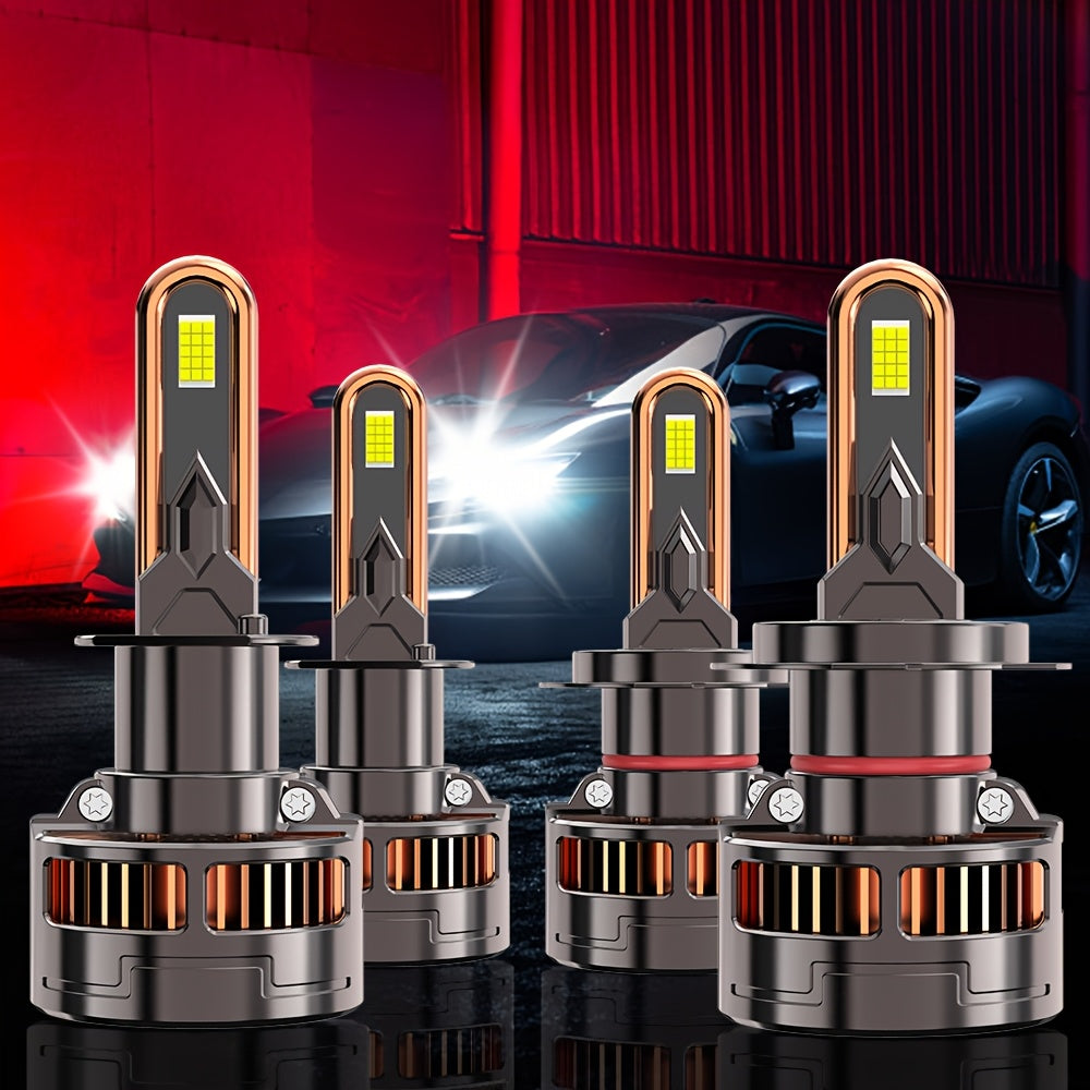 4-Pack, 2Pcs 9005 + 2Pcs H11, H4 Car LED Headlights, H7 LED Bulbs, 120,000 Lumens, Low/High Beam, H1, H4/9003/HB2, H7/H18, H8/H9/H11/H16, 9005/HB3, 9006/HB4, 9012/HIR2, 12V/24V, with External Driver, No Battery Needed