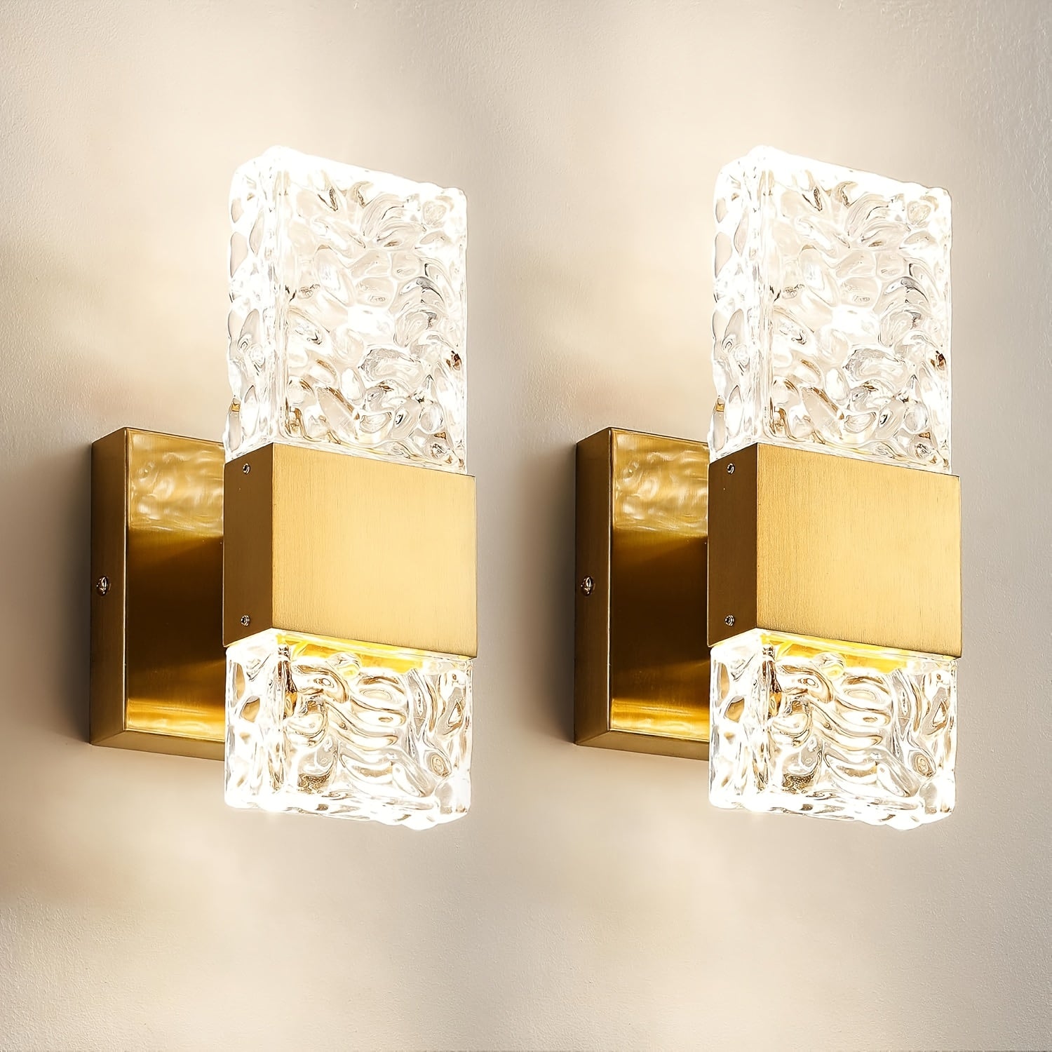 2-Piece Modern Bedroom Crystal Wall Light 3-Color Temperature Changing LED Black Wall Lamp Living Room Linear Wall Light Indoor Warm Light Wall Light Fixture