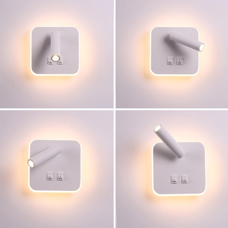 Wall Washer Light White Bedside LED Lamp with Built-in Wall Light Adjustable Spotlight Reading Light Wall Light Suitable for Hallway Bedroom Stairs Hotel Indoor Bedside Light 3000K 3W 10W