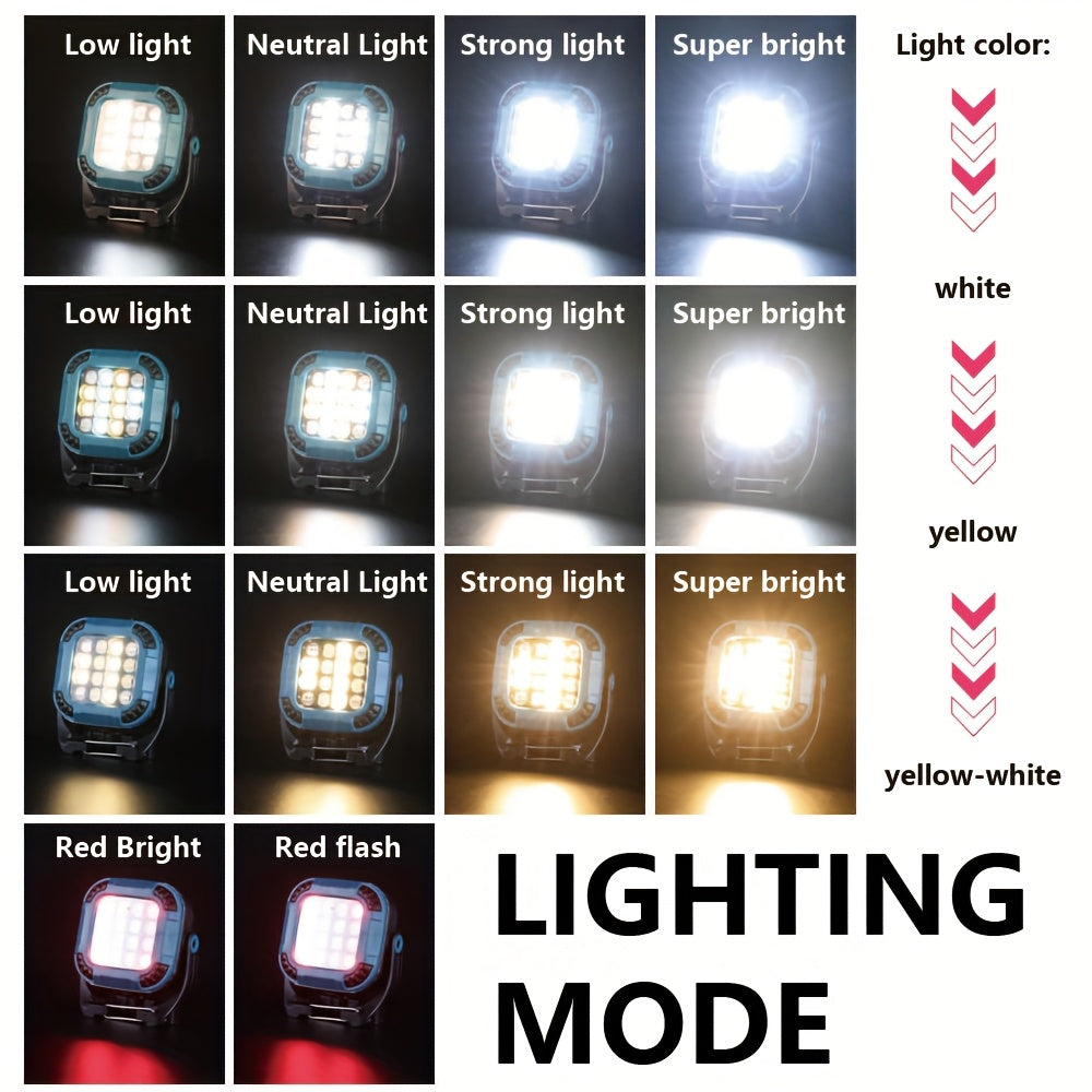 1PC Rechargeable EDC Flashlight, Ultra-Portable Mini COB Work Light with Magnetic Base, 18 Modes Handheld Lamp, 4 Available Models, 360° Rotatable, Pocket & Keychain Size for Outdoor Lighting, Camping, Car Repair, Emergency, Fishing