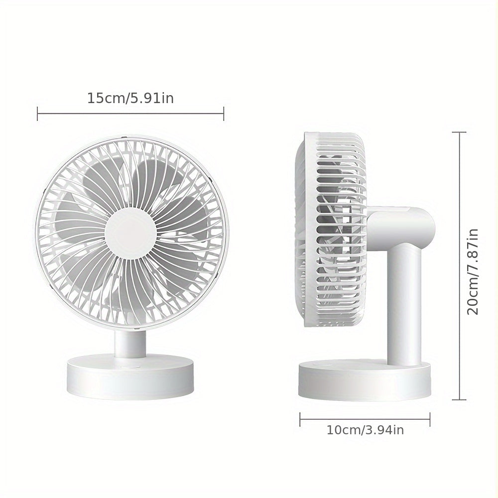 Portable 6 Inch USB Rechargeable Mini Fan with Stand, 1800mAh Battery, Personal Cooling Fan for Desktop, Home Office, Dormitory and Bedroom