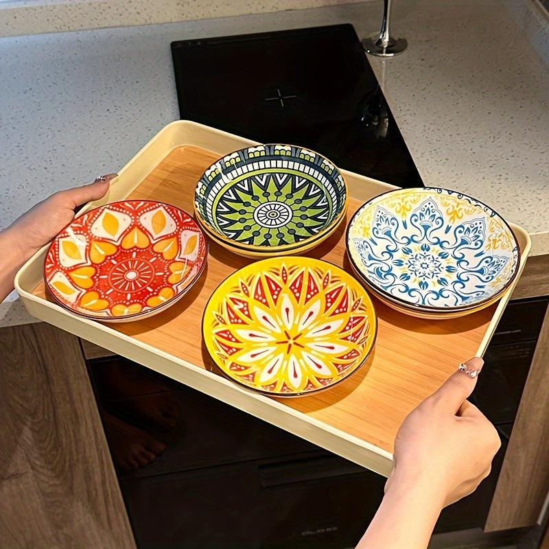 6-Piece Set – Ceramic Bohemian Plates, Salad Plate, Dessert Bowl, Snack Dish, Multi-Functional Kitchen Tableware – Dishwasher, Oven & Microwave Safe – Perfect for Hot Pot, Camping, Picnic