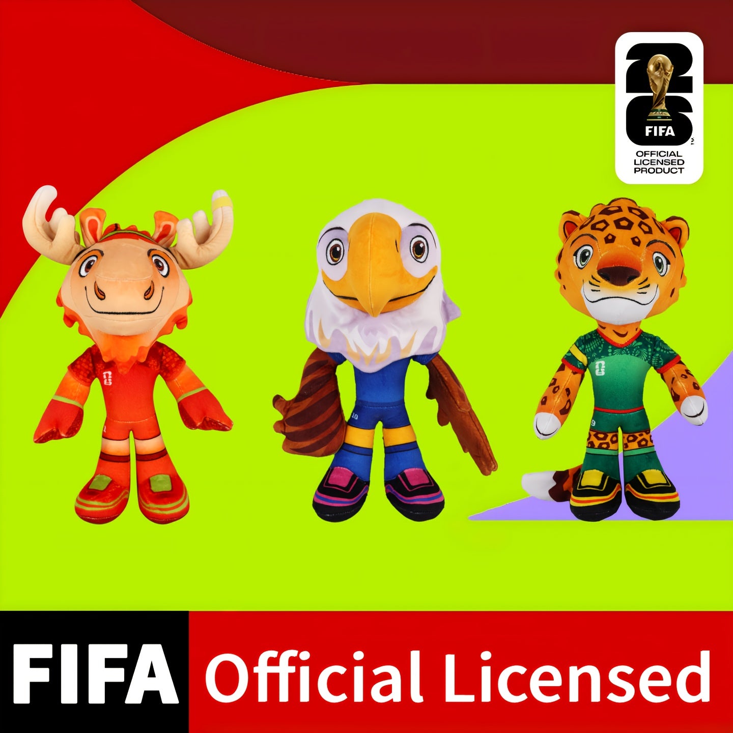 FIFA 2026 年国际足联世界杯官方授权 可爱吉祥物毛绒公仔枫叶扎尤吉祥物周边 狗狗发声玩具