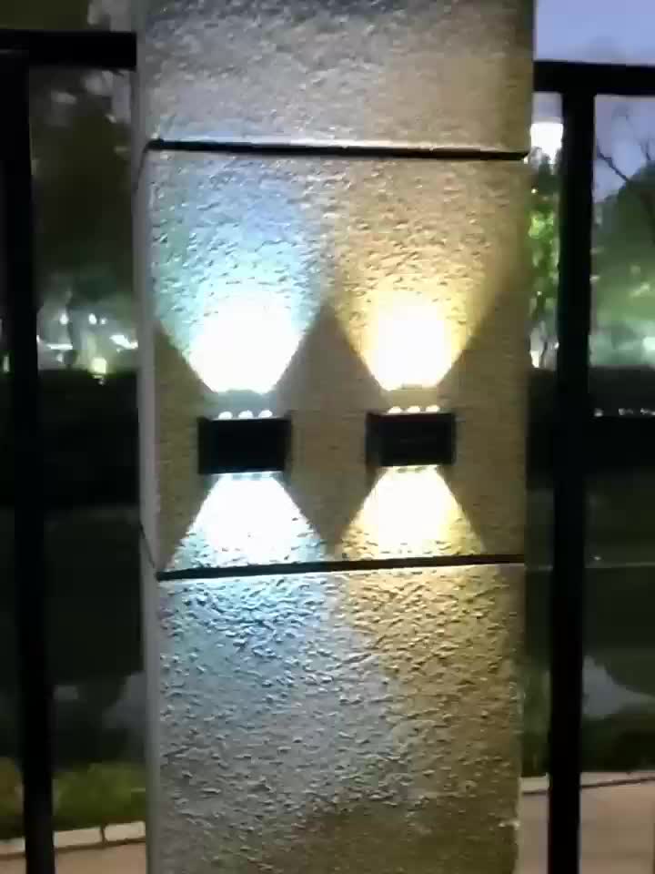 6-LED Outdoor Solar Wall Light, Equipped with 6 LED Bulbs (Warm Light), No Charging Needed, Easy Installation, Christmas Decorative Lighting, Outdoor Wall Floodlight, No Damage to Wall, Suitable for Outdoor Garden, Villa, Fence, Patio