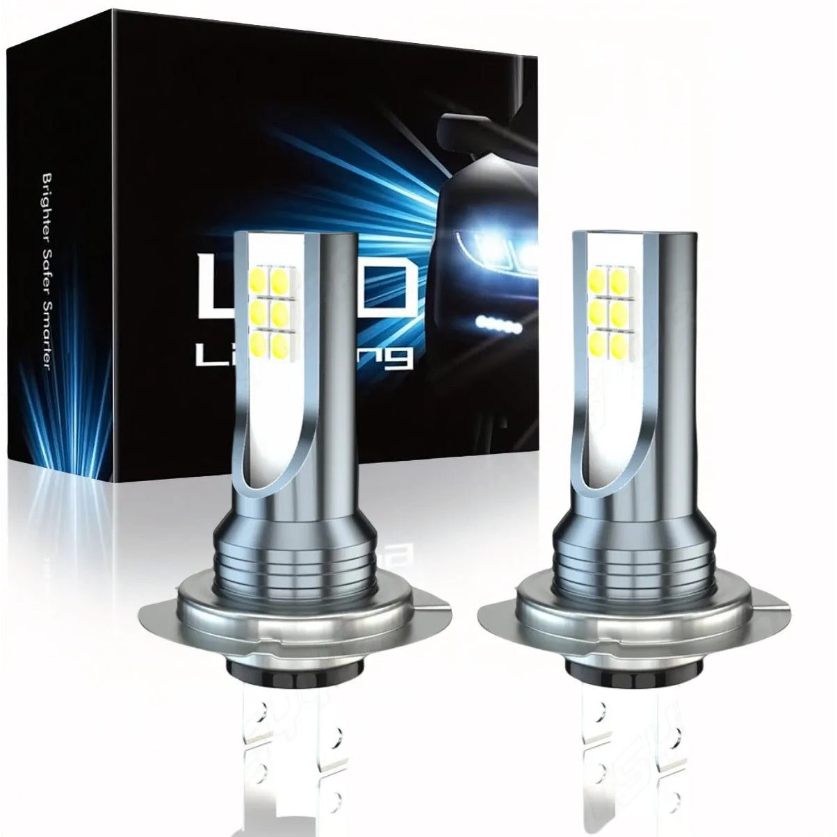2-Pack H7 LED Headlights - 6000K Super Bright Xenon-Compatible, Plug-and-Play High/Low Beam Integrated with Wiring Harness, Suitable for Trucks, Motorcycles (Fits H7 Bulb Socket)