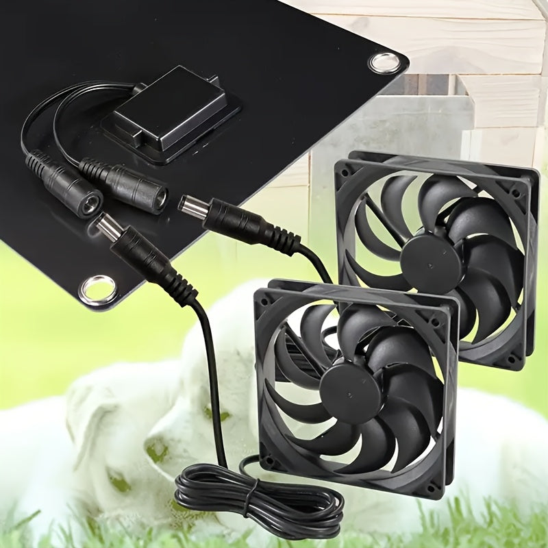 Sunant 10W Solar Panel Fan with 2 Fans, Solar Powered Electric Ventilator, Perfect for Livestock Cooling, Greenhouse Ventilation, Chicken Coop and Pet House