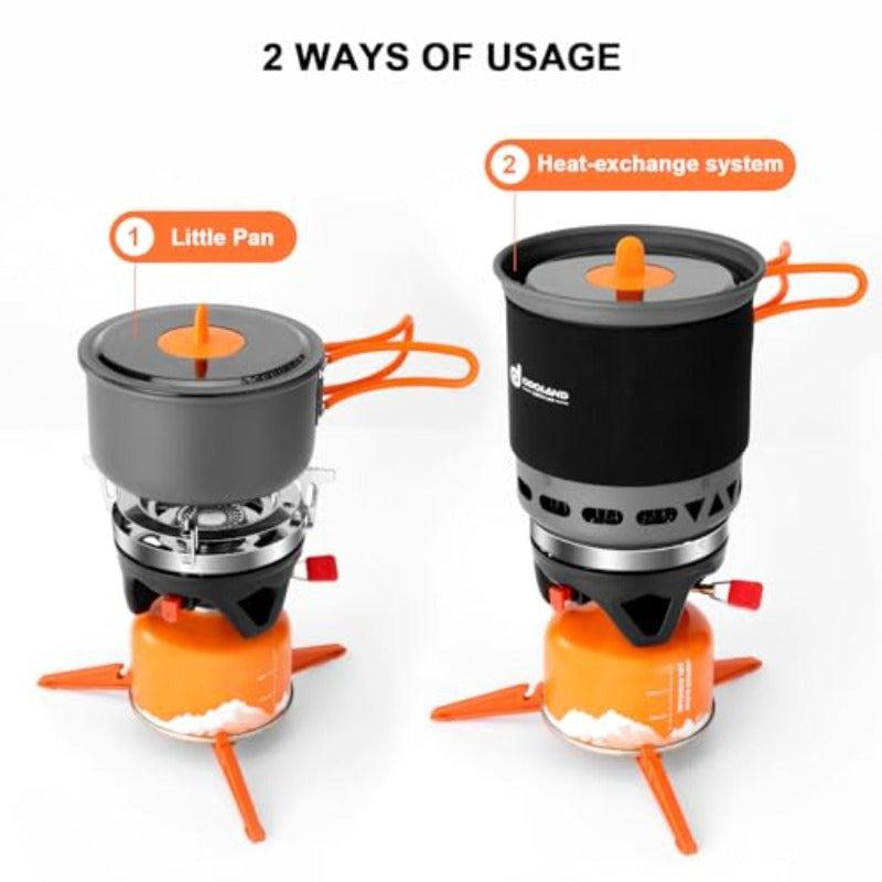 7-in-1 Energy-Saving Cookware Set | Lightweight Iron Camping Pot with Burner, Ideal for Hiking, Mountaineering, Fishing and Backpacking/