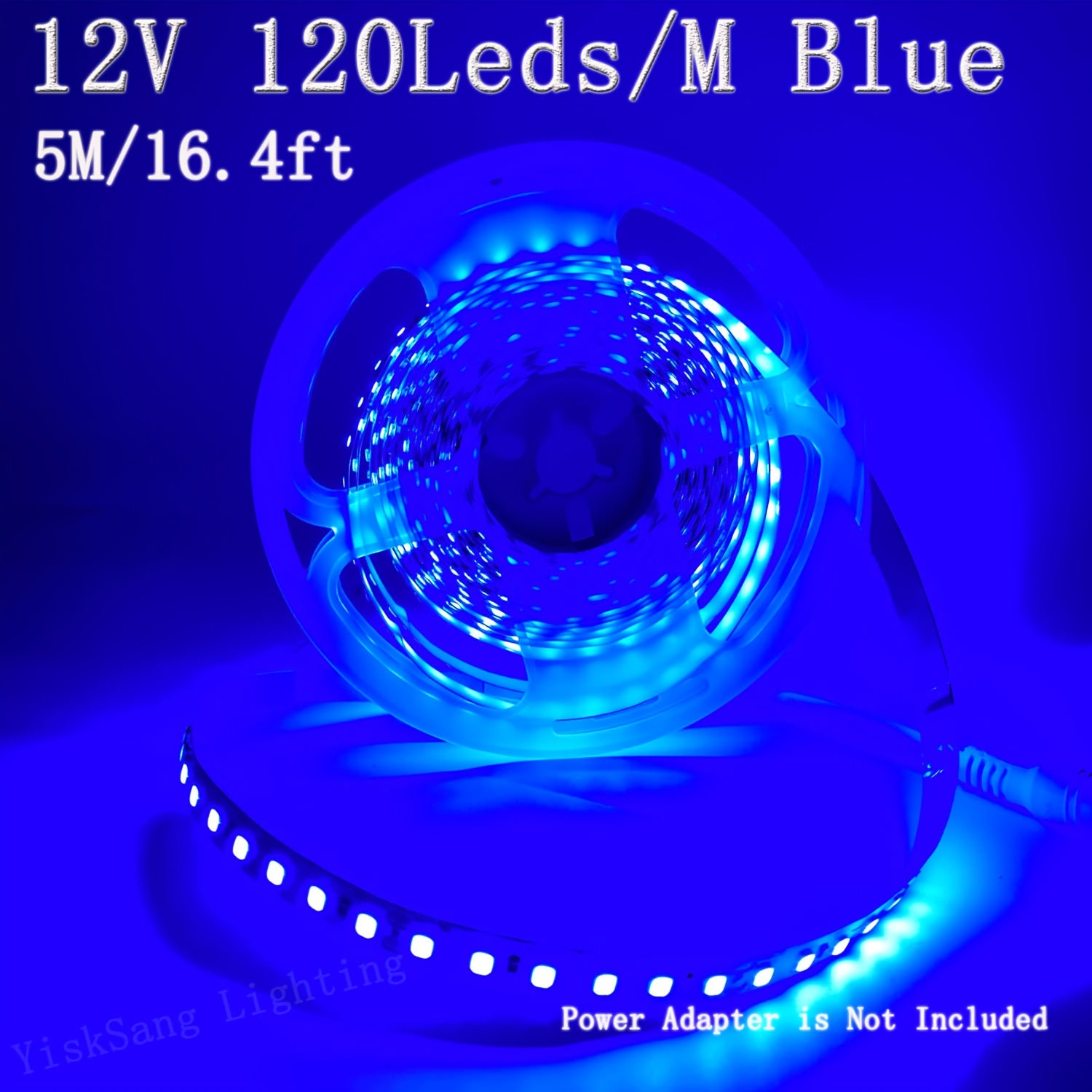 5M/16.4ft DC12V 600颗灯珠, 8mm宽 LED胶带灯自粘可裁剪高亮LED灯带，用于室内卧室客厅吊顶氛围灯带，生日圣诞派对装饰灯带, 家居厨房橱柜灯照明,舞台,商场,酒店,办公室柜下灯照明(无电源适配器)
