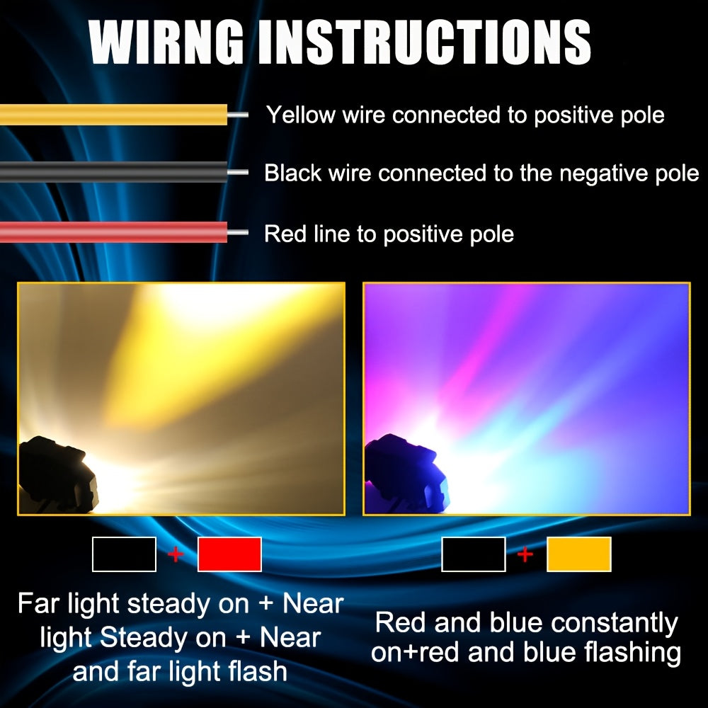1 Piece LED Motorcycle Projector Lens Headlight, Work Light for Car and Motorcycle, Compatible with Motorcycles, Sedans, SUVs, UTVs, ATVs, White/Yellow Dual Color + Red/Blue Demon Eye, Easy Installation