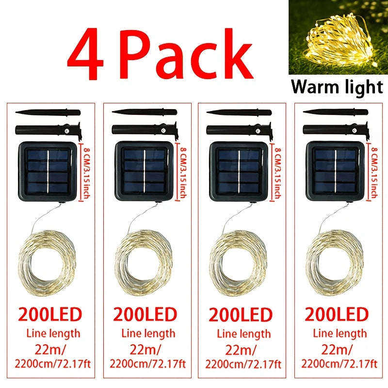 4套50LED×4/100LED×4/200LED×4/300LED×4，派对，婚礼，圣诞装饰，太阳能充电