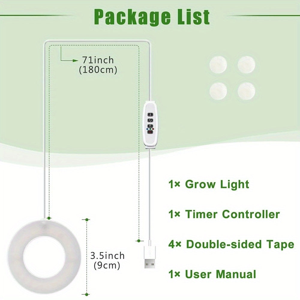 LED Full Spectrum Plant Light Strip, 5V USB Powered Indoor Grow Light, Sunlike Hydroponic Supplement Lamp, 4/8/12H Timer, 5 Dimmable Levels, Red Blue UV/IR Light, Ideal for Greenhouse Tent, Vegetable, Flower