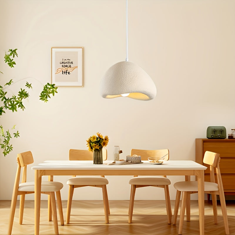 1pc mid-century modern white pendant light, E27 base - nest design, PVC lampshade, semi-flush mount installation, for bedroom, living room, kitchen and hallway - hardwired, 220V, no battery needed, kitchen lighting