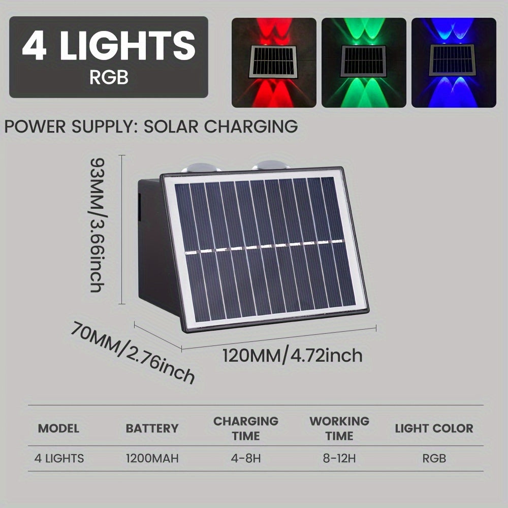 One-Piece Solar Wall Light, Colorful Wall Light, Outdoor Wall Light, Wall Washer Light, Ambient Light, Outdoor Courtyard Light, Suitable for Courtyard, Villa, Exterior Wall, Balcony, Outdoor Decorative Light
