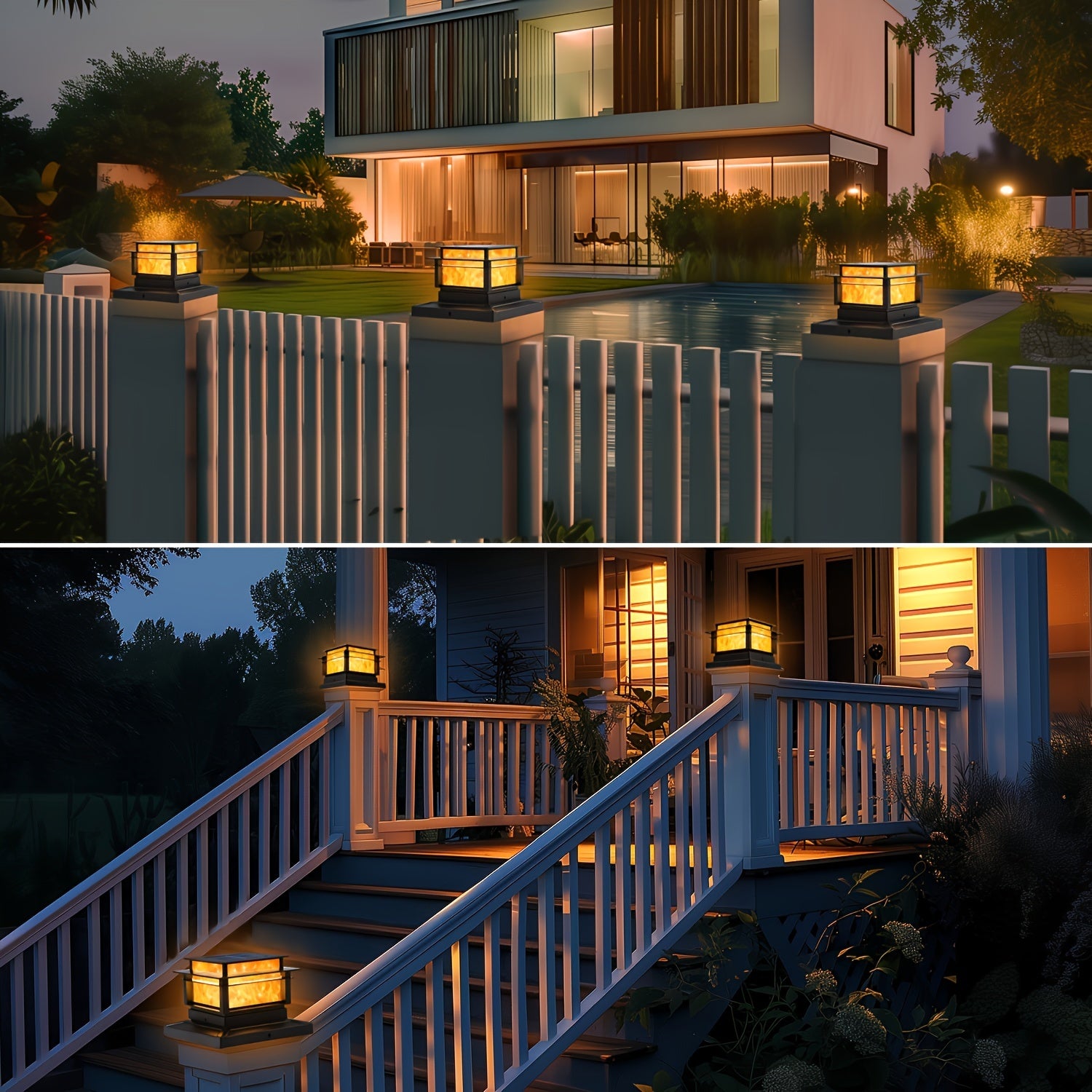 6 Pack Solar Post Lamp Cover, Outdoor High-Brightness LED Solar Fence Deck Light, Suitable for Garden, Porch, Patio, Staircase Decoration