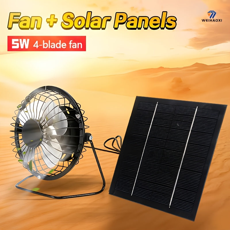 WEIHAOXI 1pc Outdoor Solar Fan with Detachable Solar Panel - Ideal for RV, Camping, Car & Attic Ventilation. This Quiet Solar Fan is Perfect for Cabins, RVs & Pet Shelters.