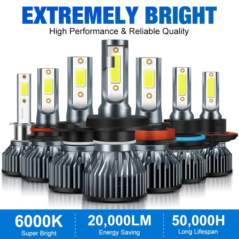 2-Pack H7 LED Car Light H1 H4 H7 H8/H9/H11 Super Bright Car LED Headlight High/Low Beam LED Front Light Fog Light 12V