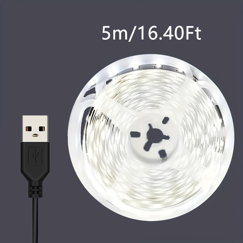 39.37-196.85英寸 LED灯带，5V USB供电灯条，暖白色橱柜装饰灯，适用于橱柜、镜子、电视背光、卧室和节日装饰