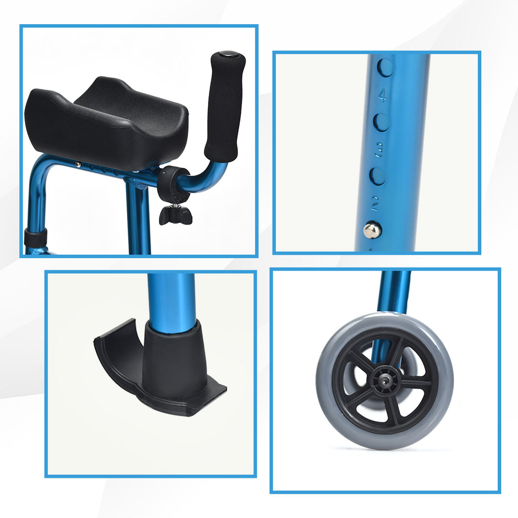 GIANTEX 高级全地形滚动助行器，带软垫座椅的站立辅助助行器，可调节扶手，易折叠设计，增强稳定性，适用于康复和老年人支撑。